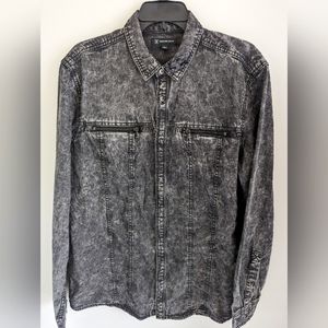 ￼INC International Concepts Mens Washed Denim Shirt Black Wash
